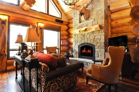 2013 Parade Home Moose Ridge Cabin Log Home Rustic Living Room