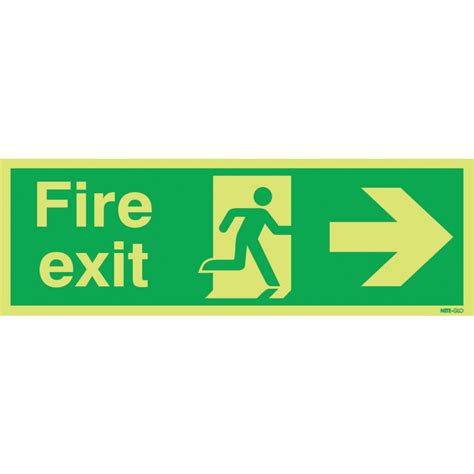 Sitesafe Fire Exit Arrow Right Photoluminescent Rigid Pvc Sign 450mm X