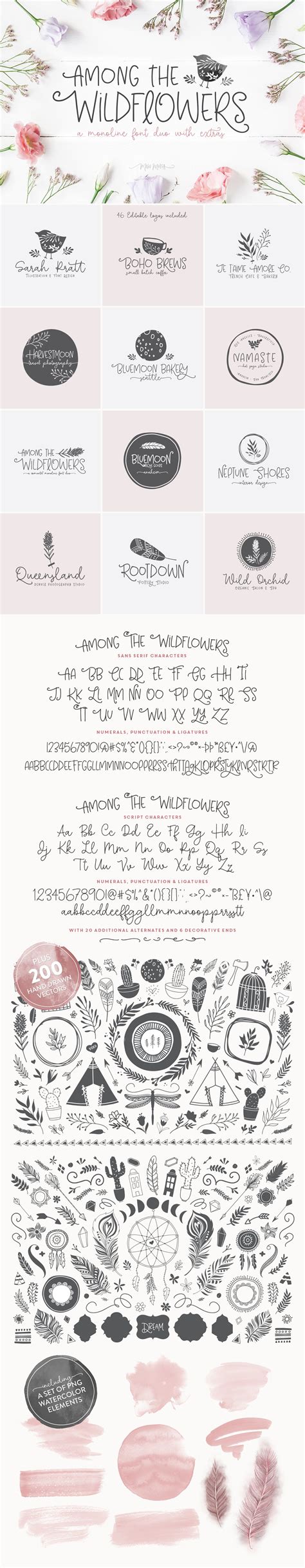 Among The Wildflowers Font Duo Fonts ~ Creative Market