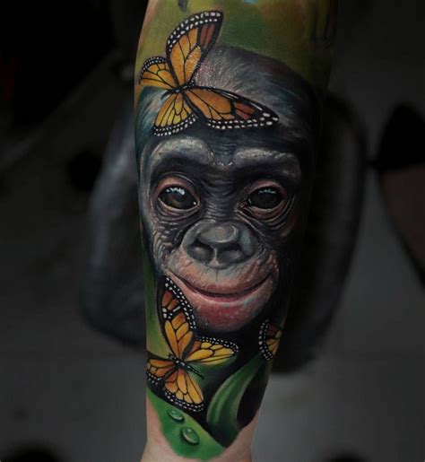 Monkey Tattoo By Tony Vilella Monkey Tattoos Tattoos Body Art Tattoos