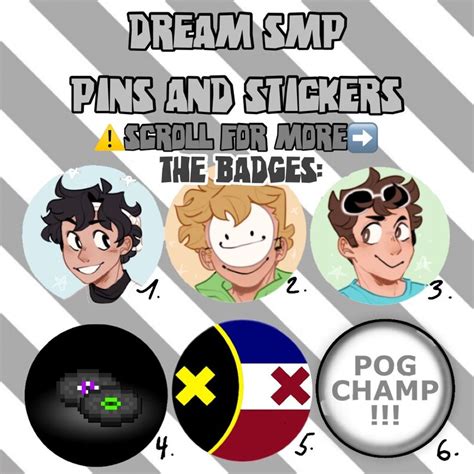 Dream Smp Stickers And Badges Pins Dream Team Minecraft Etsy