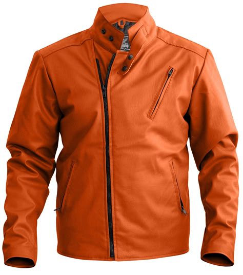 Nwt Stylish Orange Men Stylish Synthetic Leather Jacket Long Leather