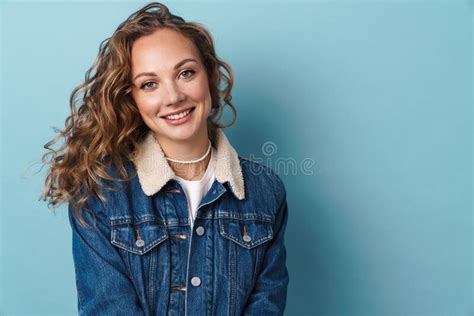 Blonde Happy Woman Smiling And Looking At Camera Stock Photo Image Of