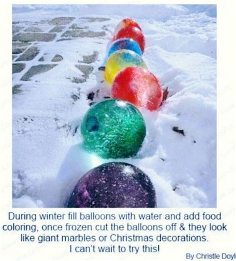 During Winter Fill Balloons With Water And Add Food