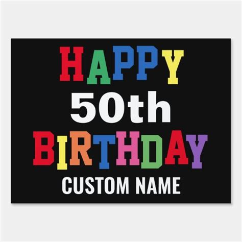 Happy 50th Birthday Party Colorful Personalized Sign