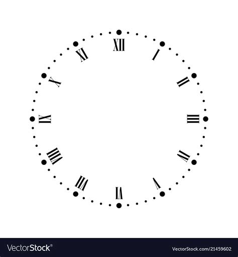 Vintage Clock Face With Roman Numbers Dots Mark Vector Image