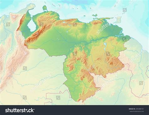 Topographic Map Of Venezuela With Shaded Relief And Elevation Colors