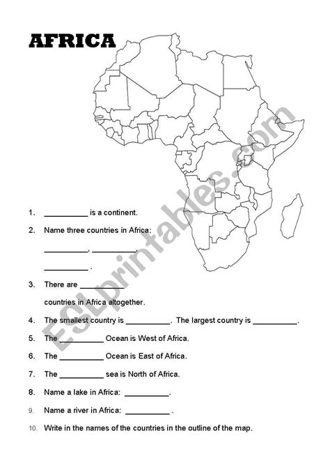 Africa Worksheet Esl Worksheet By Kwilsu0