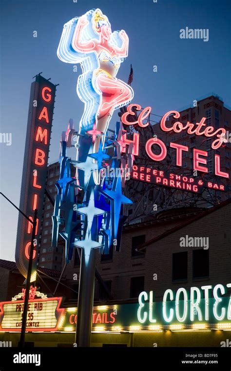 The Famous Neon Signs Of Fremont Street At Dusk In Downtown Las Vegas