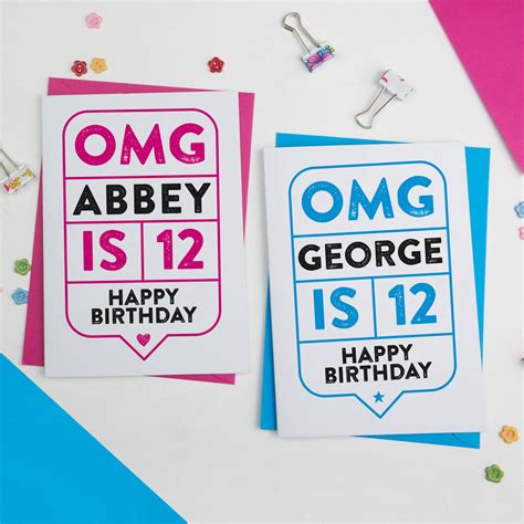 Omg 12th Birthday Card Personalised By A Is For Alphabet