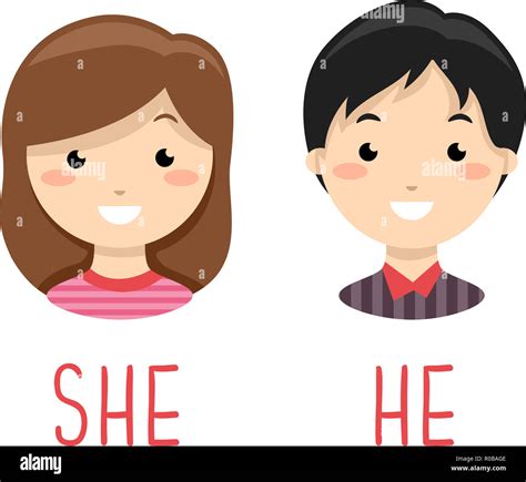 Illustration Of A Girl And A Boy With A He And She Gender Identifier As