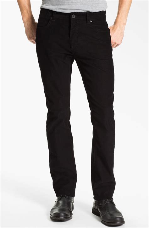 John Varvatos Bowery Slim Straight Leg Corduroy Pants In Black For Men