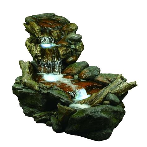 Alpine Corporation Outdoor 3 Tier Rainforest Rock Water Fountain With