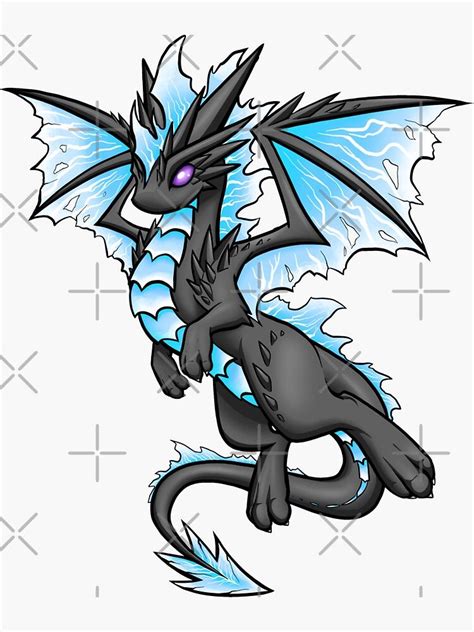 Blue Lightning Dragon Sticker By Rebecca Golins Dragon Drawing Cute