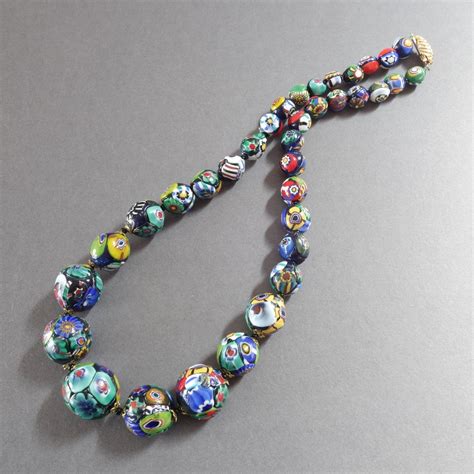 1920s Venetian Murano Millefiori Glass Bead Necklace From Pomp2go On Ruby Lane