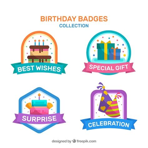 Free Vector Cute Birthday Badges