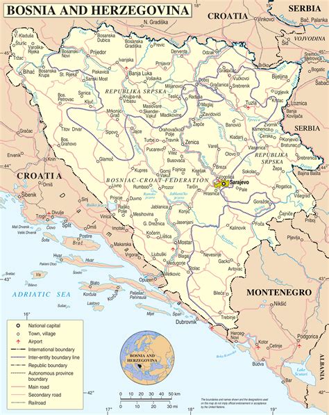 Landkarte Bosnien Herzegowina Politische Karte