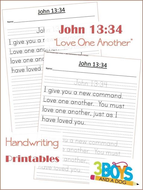 John 1334 Bible Verse Handwriting Practice Bible Verses For Kids