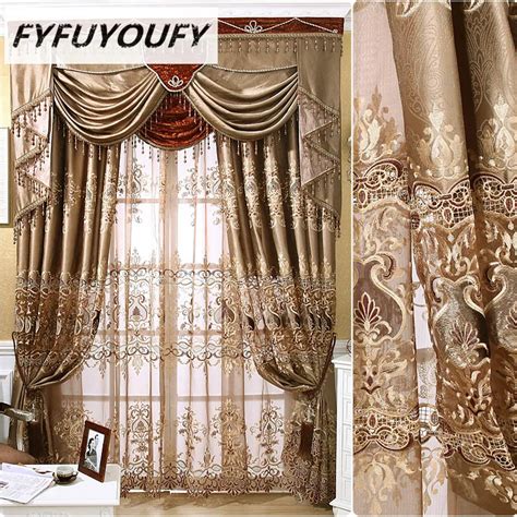 Luxury European Polyester High Quality Embroidery Blackout Curtains For