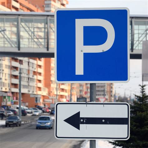 Parking Left Traffic Sign With The Letter P And The