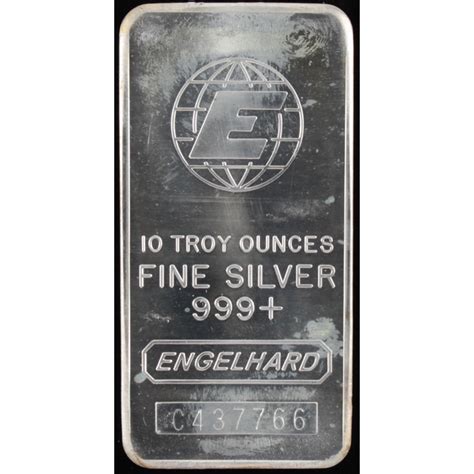 10 Troy Ounce Engelhard 999 Fine Silver Bullion Bar Pristine Auction