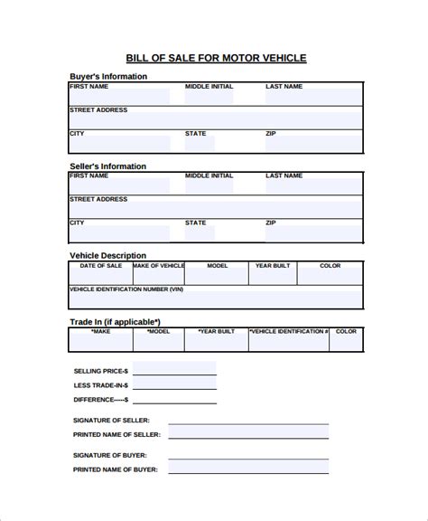 8 Motorcycle Bill Of Sale Templates Sample Templates