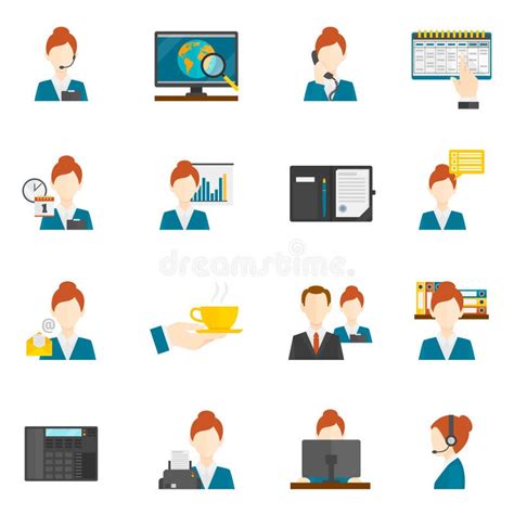 Personal Assistant Flat Icons Stock Vector Illustration Of Phone Booking 210417481