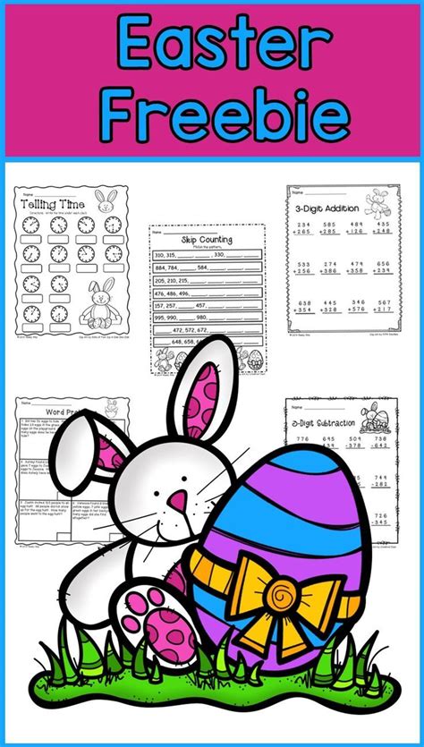 Free Easter Math For Second Grade Telling Time Skip Counting 3 Digit