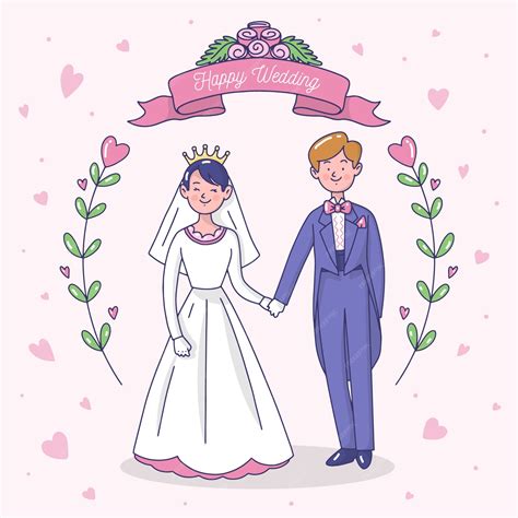 Free Vector Illustration With Wedding Couple