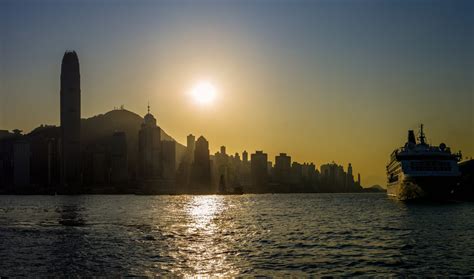 Wallpaper Sunlight Ship Sunset Sea City Cityscape Hong Kong
