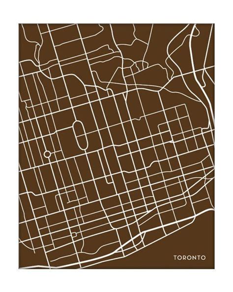 Toronto City Map Wall Decor Ontario Canada Poster Art Print Etsy