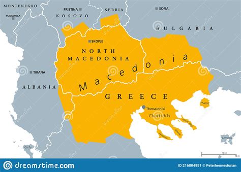 Región Geográfica De Macedonia Mapa Político Ilustración del Vector Ilustración de grecia