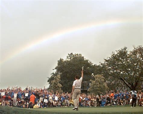 Golf Art Davis Love Rainbow At 1997 Pga Championship Win Print
