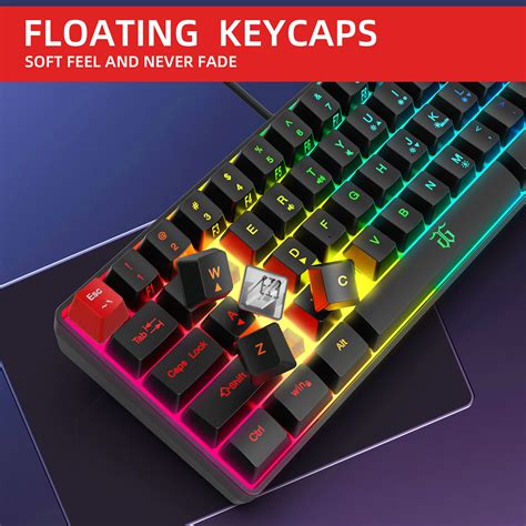 Snpurdiri 60 Wired Gaming Keyboard True Rgb Mini Keyboard Quiet