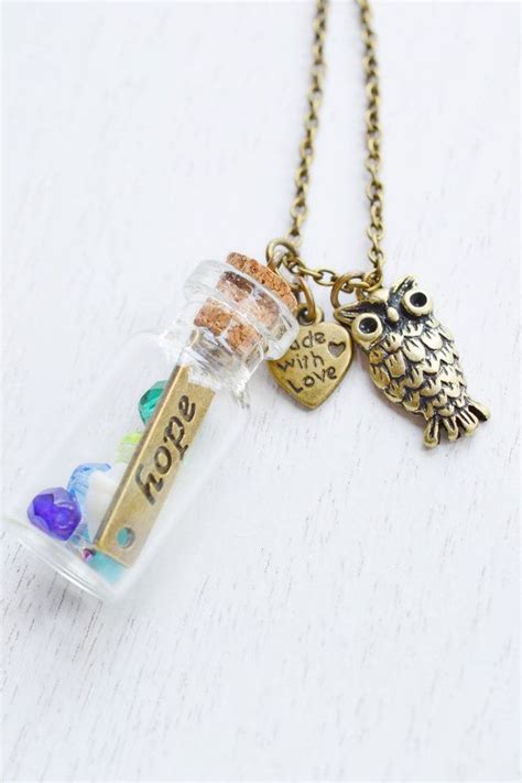 Glass Bottle Necklacehope Message In Bottle Necklacecouragebejeweled