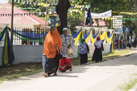 Local People On The Road Of Zanzibar Island In Tanzania Editorial