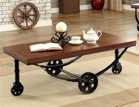 Furniture Of America Elin Industrial Coffee Table Dark Oak
