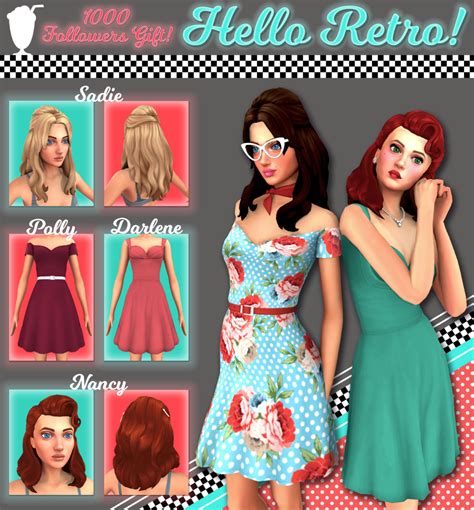 Ts4 Vintage Cc Finds — Pepperoni Puffin Hello Retro Set 1000ish