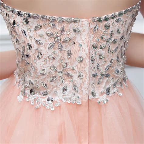 Sweetheart Tulle Beaded Short Coral Peach Prom Dress