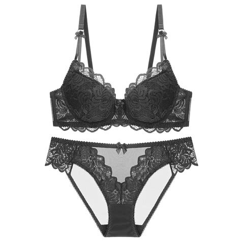 Buy New European And American Thin Cup Soft Breathable Lace Gathered Bra Set With Bow Ladies