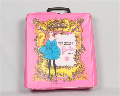 The World Of Barbie Suitcase Dated 1968 Pink Trunk White Inside Barbie Travels Been Played