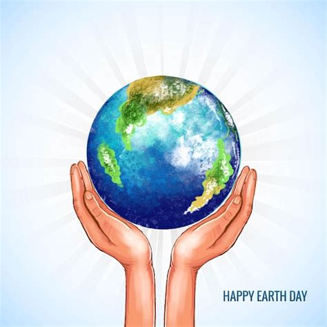 Mãos Segurando O Globo Feliz Dia Da Terra Salvando O Fundo Do Planeta