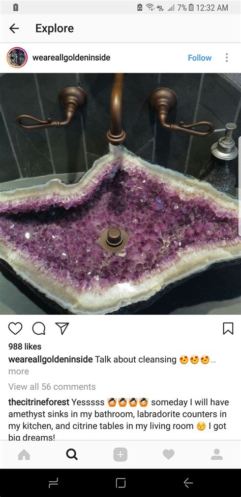 Two Pictures One With A Sink And The Other With A Purple Stone Bowl In It