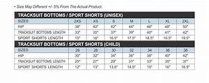 Tracksuit Bottoms Sport Shorts Size Chart Singlomax Apparel