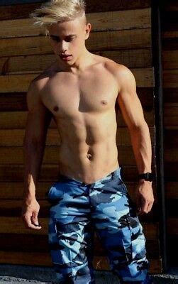 Shirtless Muscular Male Blond Adult Gay Star Super Hot Body Guy Photo
