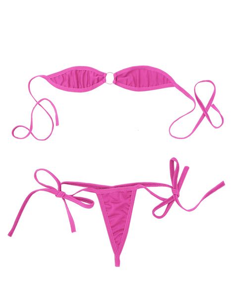Buy Msemis Woman Sexy Two Piece Bikini Thong Swimsuit Tie Side Micro Bikini Thong Bra Top