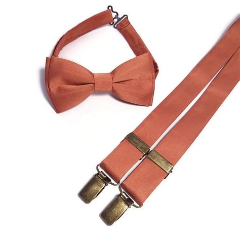 Burnt Orange Suspenders Fall Wedding Matte Satin Bow Tie Man Etsy