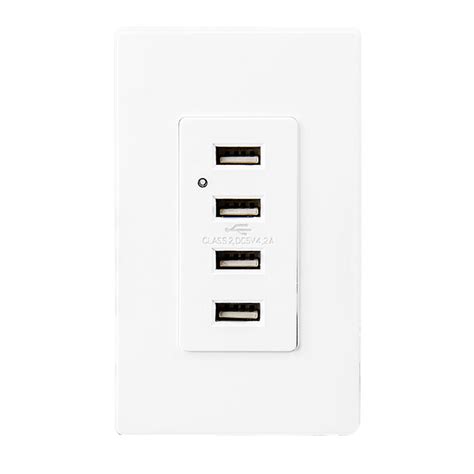 White Usb Wall Outlet Usb Electrical Outlet 4 Usb Ports With 2 Wall