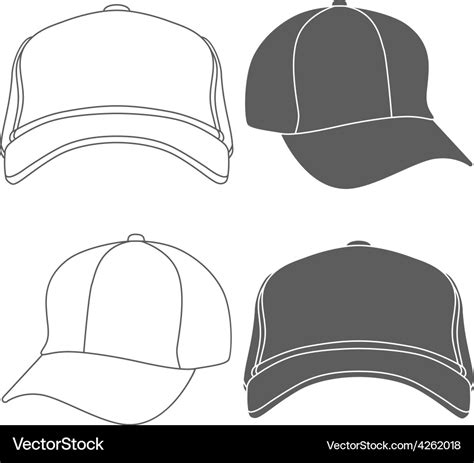 Baseball Cap Outline Silhouette Template Isolated Vector Image