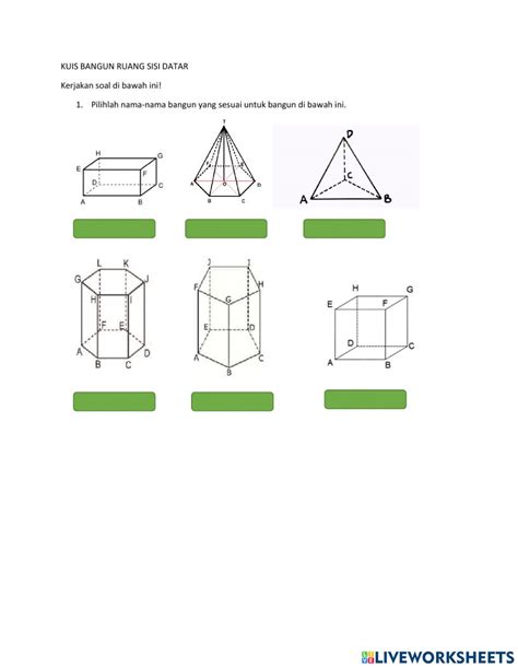 Bangun Ruang Sisi Datar Worksheet For Grade